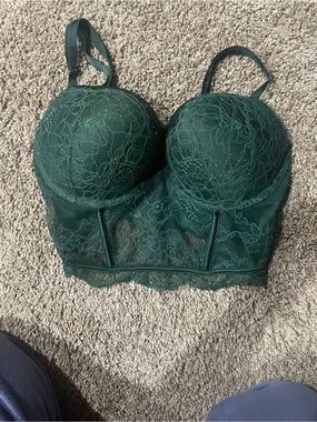 Victoria's Secret Dark Green Lace Longline Bralette